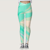 Leggings Funky Art Abstrait Turquoise Pink Pastel Thème (Devant)