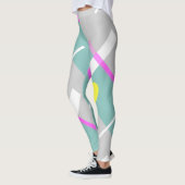 Leggings Funky Art Abstrait Turquoise Pink Pastel Thème (Gauche)