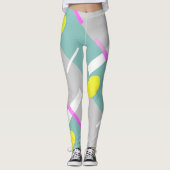 Leggings Funky Art Abstrait Turquoise Pink Pastel Thème (Devant)