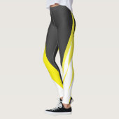 Leggings Funky Bold Abstrait Art Charcoal Jaune Blanc  (Gauche)