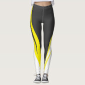 Leggings Funky Bold Abstrait Art Charcoal Jaune Blanc  (Devant)
