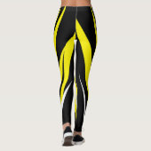 Leggings Funky Bold Abstrait Art Noir Jaune Blanc (Dos)