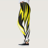 Leggings Funky Bold Abstrait Art Noir Jaune Blanc (Gauche)