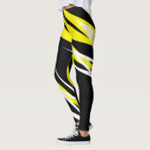 Leggings Funky Bold Abstrait Art Noir Jaune Blanc (Gauche)