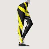 Leggings Funky Bold Abstrait Art Noir Jaune Blanc (Droite)