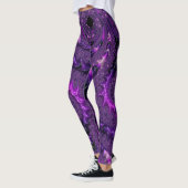 Leggings Funky Bold Bohème Violet Abstrait Fractal Numériqu (Gauche)