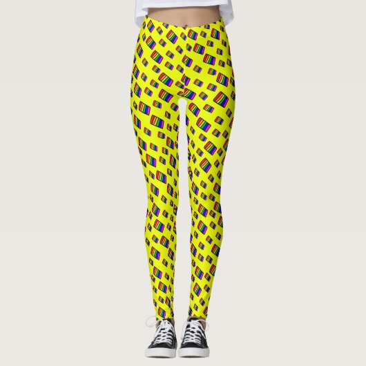 Leggings Funky Neon Rainbow Block Motif (Devant)
