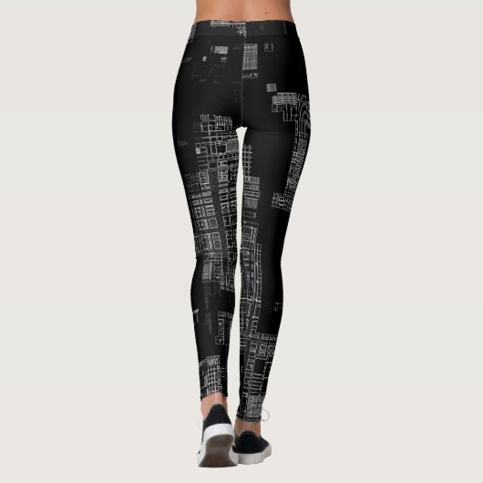 Leggings Funky Retro Black White Computer Circuit Board (Dos)