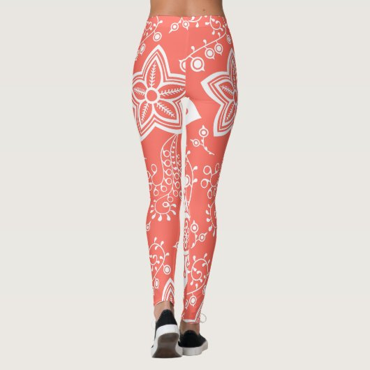Leggings Funky Retro Cool moderne Fleurs Motif d'art (Dos)