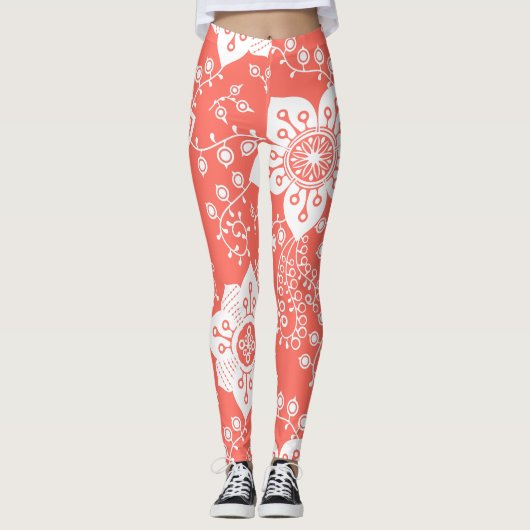 Leggings Funky Retro Cool moderne Fleurs Motif d'art (Devant)