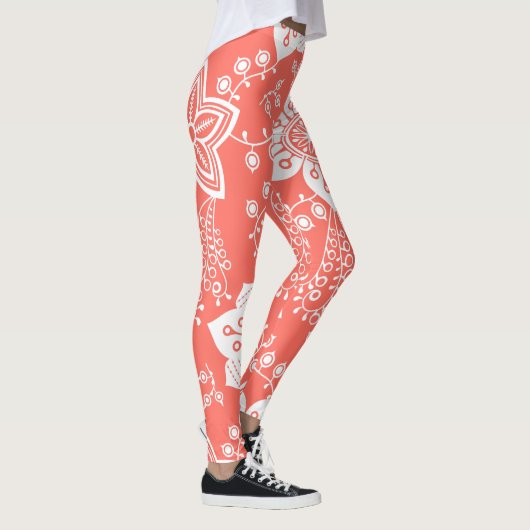 Leggings Funky Retro Cool moderne Fleurs Motif d'art (Droite)