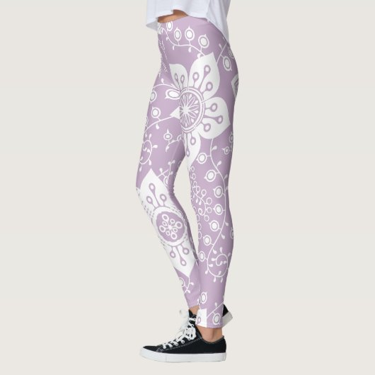 Leggings Funky Retro Cool moderne Fleurs Motif d'art (Gauche)