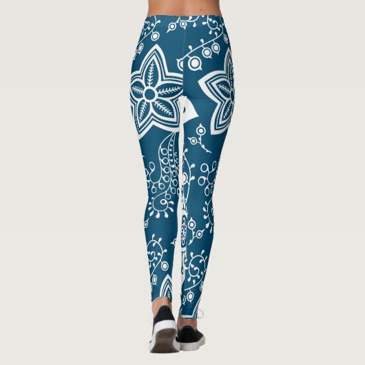 Leggings Funky Retro Cool moderne Fleurs Motif d'art (Dos)