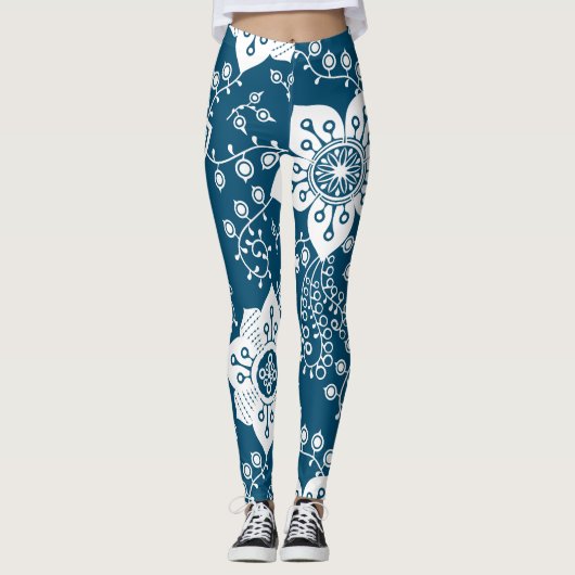 Leggings Funky Retro Cool moderne Fleurs Motif d'art (Devant)