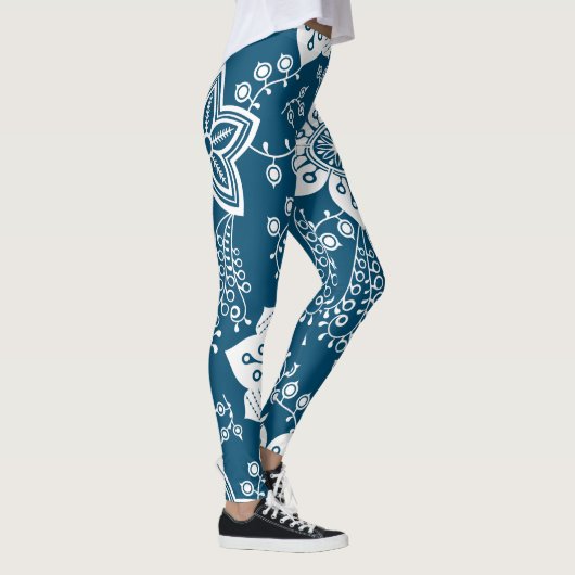 Leggings Funky Retro Cool moderne Fleurs Motif d'art (Droite)