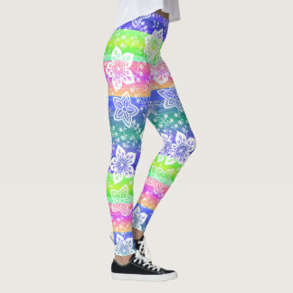 Leggings Funky Retro Floral Sur Chic Cool Stripes Motif