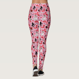 Leggings Funky Rockabilly Poodles et cerises Sock Hop