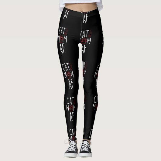 Leggings Funny Cat Mom AF Crazy Cat Lady Meme (Devant)