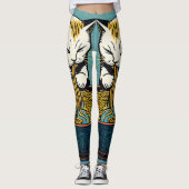 Leggings Funny Cat Ramen Art Japonais (Devant)