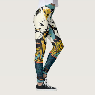 Leggings Funny Cat Ramen Art Japonais