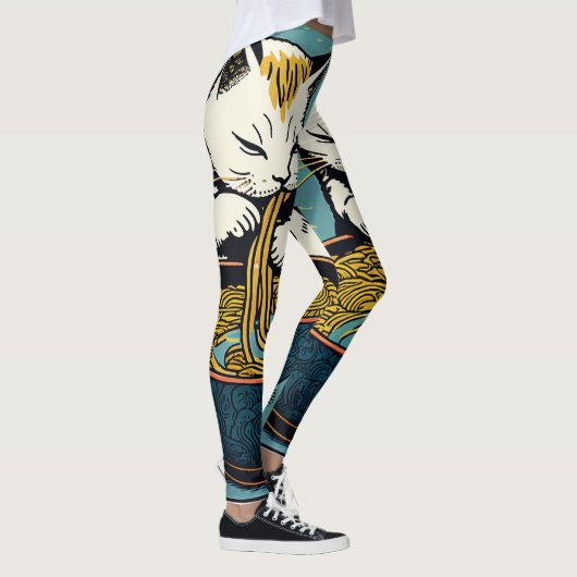 Leggings Funny Cat Ramen Art Japonais (Droite)