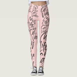 Leggings Funny Chat Vidéo Black Lettres Paris Blush Rose