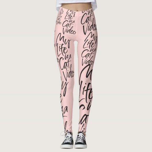 Leggings Funny Chat Vidéo Black Lettres Paris Blush Rose (Devant)
