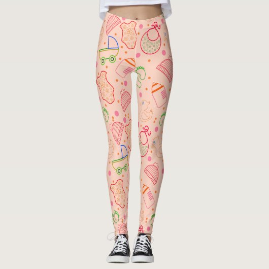 Leggings Funny Coloured Flat Outline Baby Elements Motif (Devant)