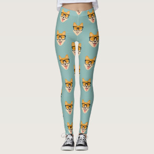 Leggings Funny Hipster Corgi Motif