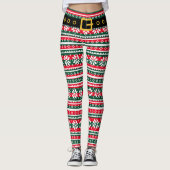 Leggings Funny jambes elf de Noël nordic flocon motif (Devant)
