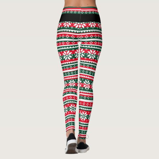 Leggings Funny jambes elf de Noël nordic flocon motif (Dos)