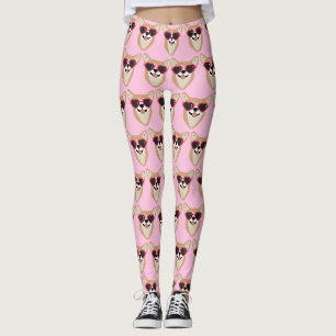 Leggings Funny Pembroke Welsh Corgi Motif rose