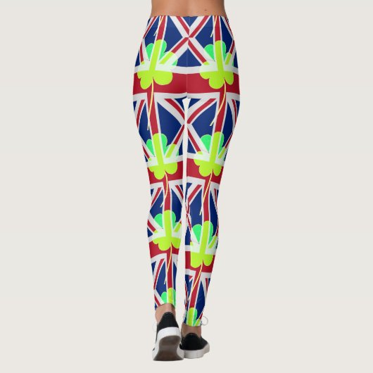 Leggings Funny Shamrock irlandais Union Jack Drapeau St. Pa (Dos)