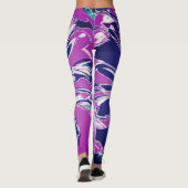 Leggings Fuschia violet Aqua blanc fleur psychédélique (Dos)