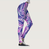 Leggings Fuschia violet Aqua blanc fleur psychédélique (Droite)