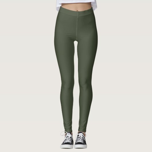 Leggings Fusil vert couleur solide (Devant)