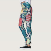Leggings Fusion de cercles géométriques rétro vibrants (Gauche)