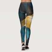 Leggings Fusion de marbre sarcelle et or de minuit (Dos)