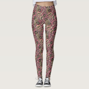 Leggings Fusion Poster de animal rose - Motif sans couture