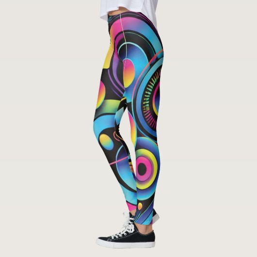 Leggings Futuriste Néon Abstrait Féminin (Gauche)