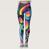 Leggings Futuriste Néon Abstrait Féminin (Devant)