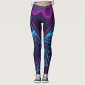 Leggings Futuristic Neon Waves Seamless Pattern for (Devant)