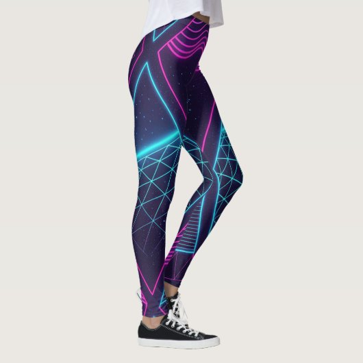 Leggings Futuristic Neon Waves Seamless Pattern for (Droite)