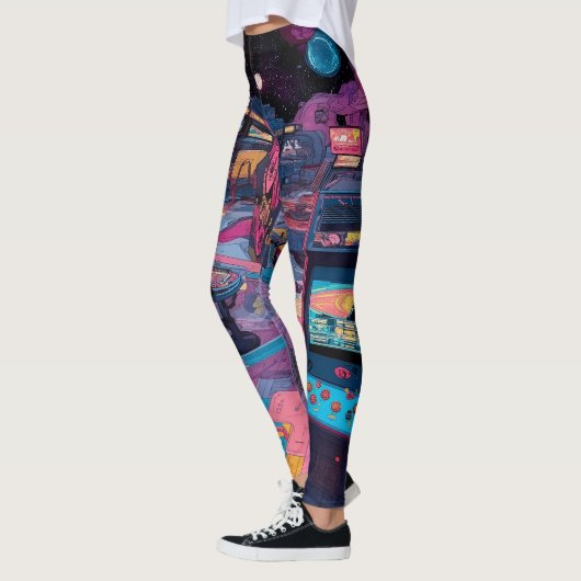 Leggings Futuristic Retro Arcade in Outer Space (Gauche)