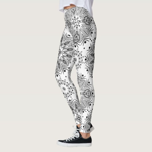 Leggings FuzzyFoxArt, noir et blanc (Gauche)