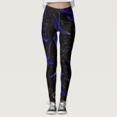 Leggings "Galactic Swirl : Le marbre de l'espace bleu et no (Devant)
