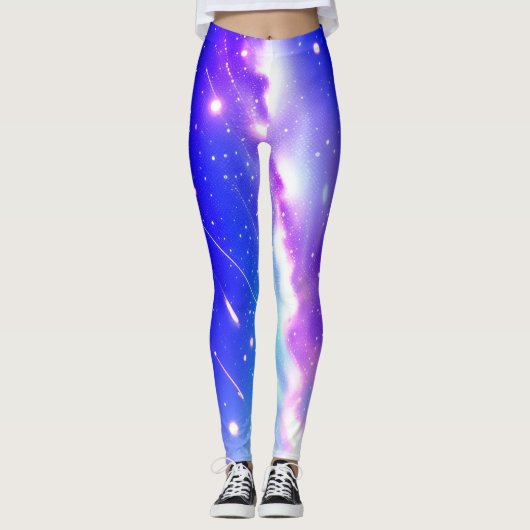Leggings Galaxie bleue céleste et rose (Devant)
