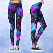 Leggings Galaxie bleue et violette Neon Yoga