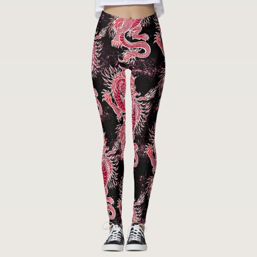 Leggings Galaxie du Dragon Rouge (Devant)