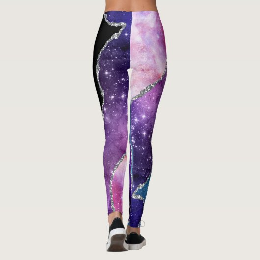 Leggings Galaxy Agate Parties scintillant en marbre violet (Dos)